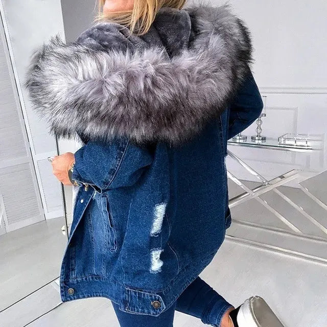 Warm Front Hooded Denim Jacket