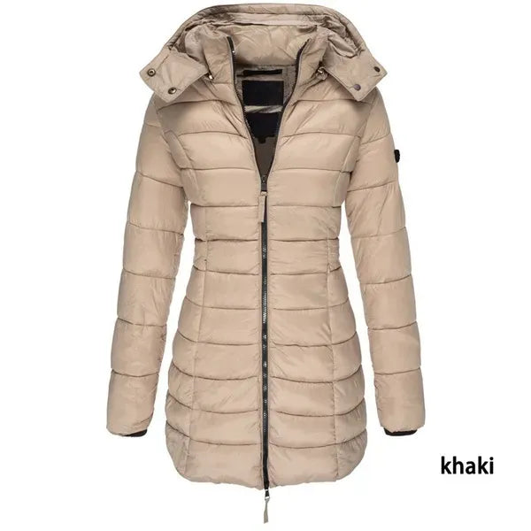 New Winter Long Down Jacket Women's Thick Warm Hooded Cotton Padded Down Jacket Coat