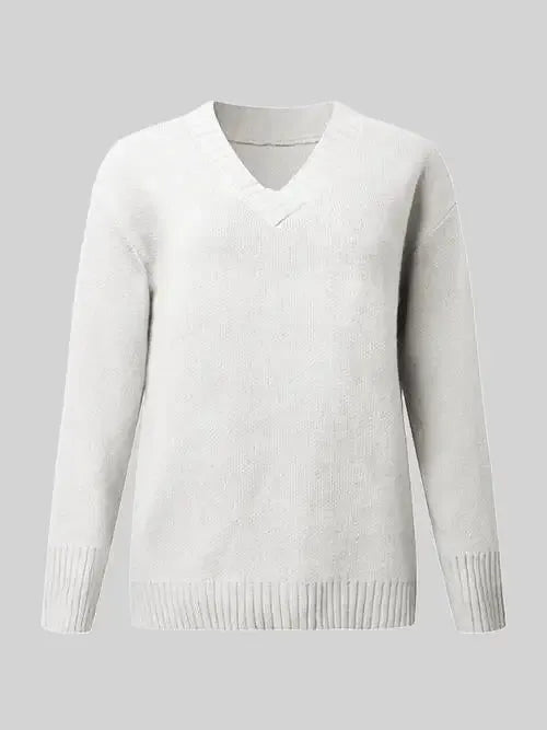 V-Neck Long Sleeve Knit Top Sweater AC