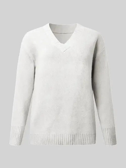 V-Neck Long Sleeve Knit Top Sweater AC