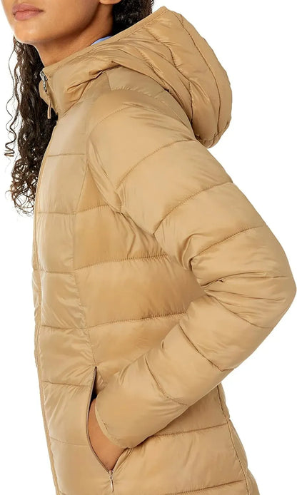 Women's Lightweight Water-Resistant Hooded Puffer Coat (Available in Plus Size)