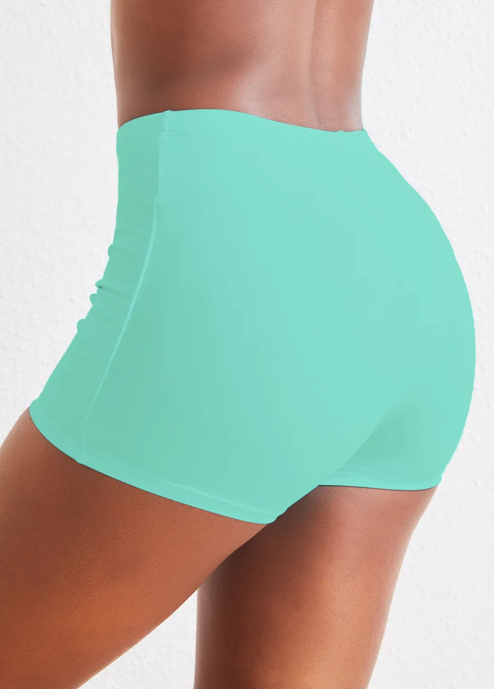 Black Mid Waisted Elastic Detail Swimwear Shorts