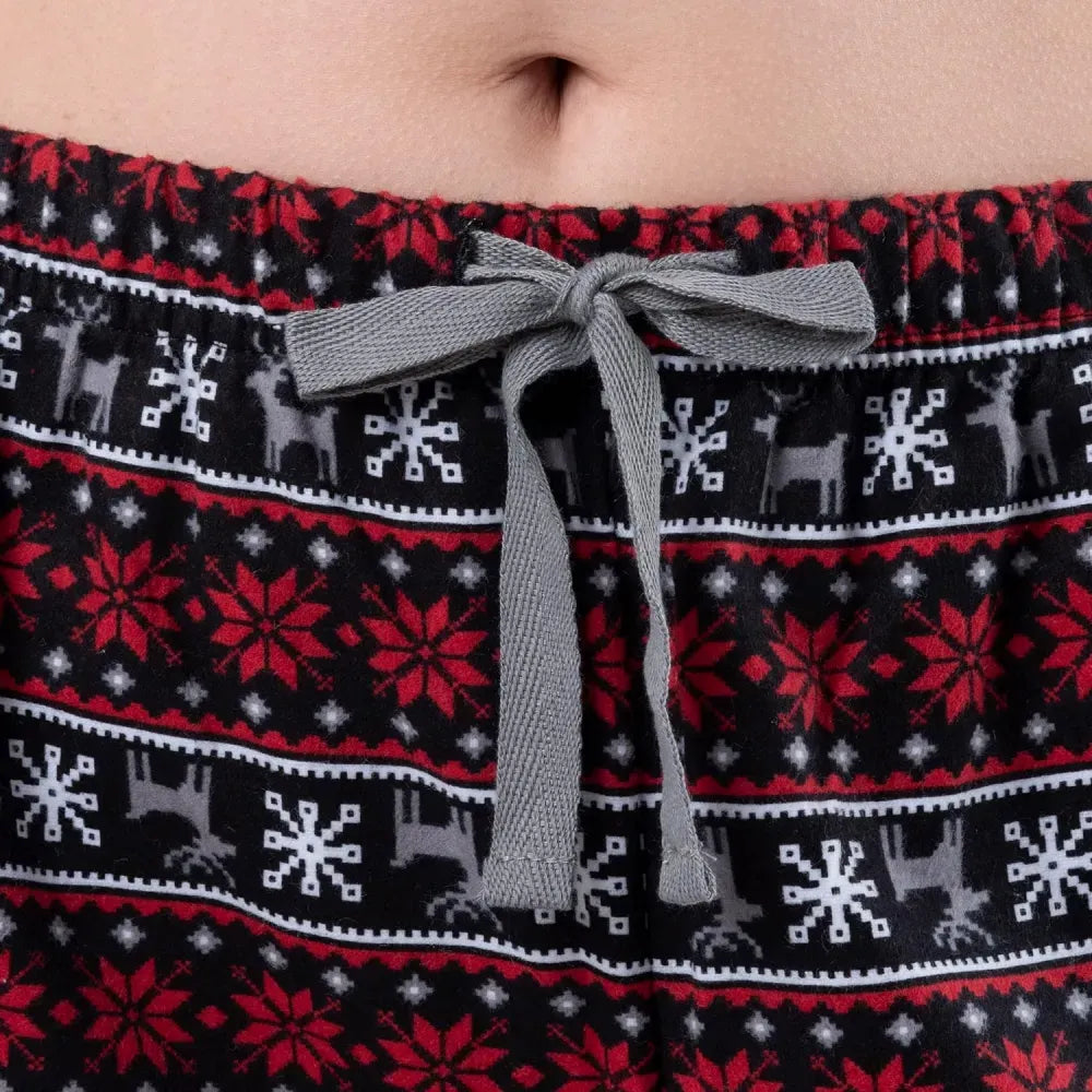 Fruit of the Loom Women's Waffle V-Neck Top and Flannel Pant Sleep Set