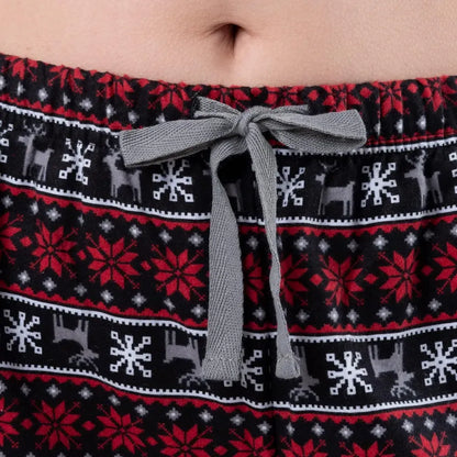 Fruit of the Loom Women's Waffle V-Neck Top and Flannel Pant Sleep Set