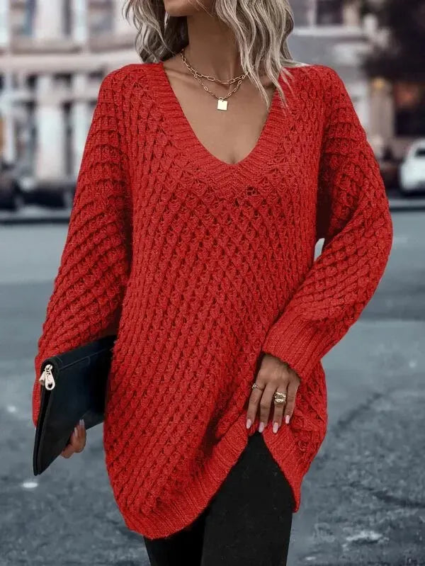 Solid Drop Shoulder Cotton Oversized Sweater