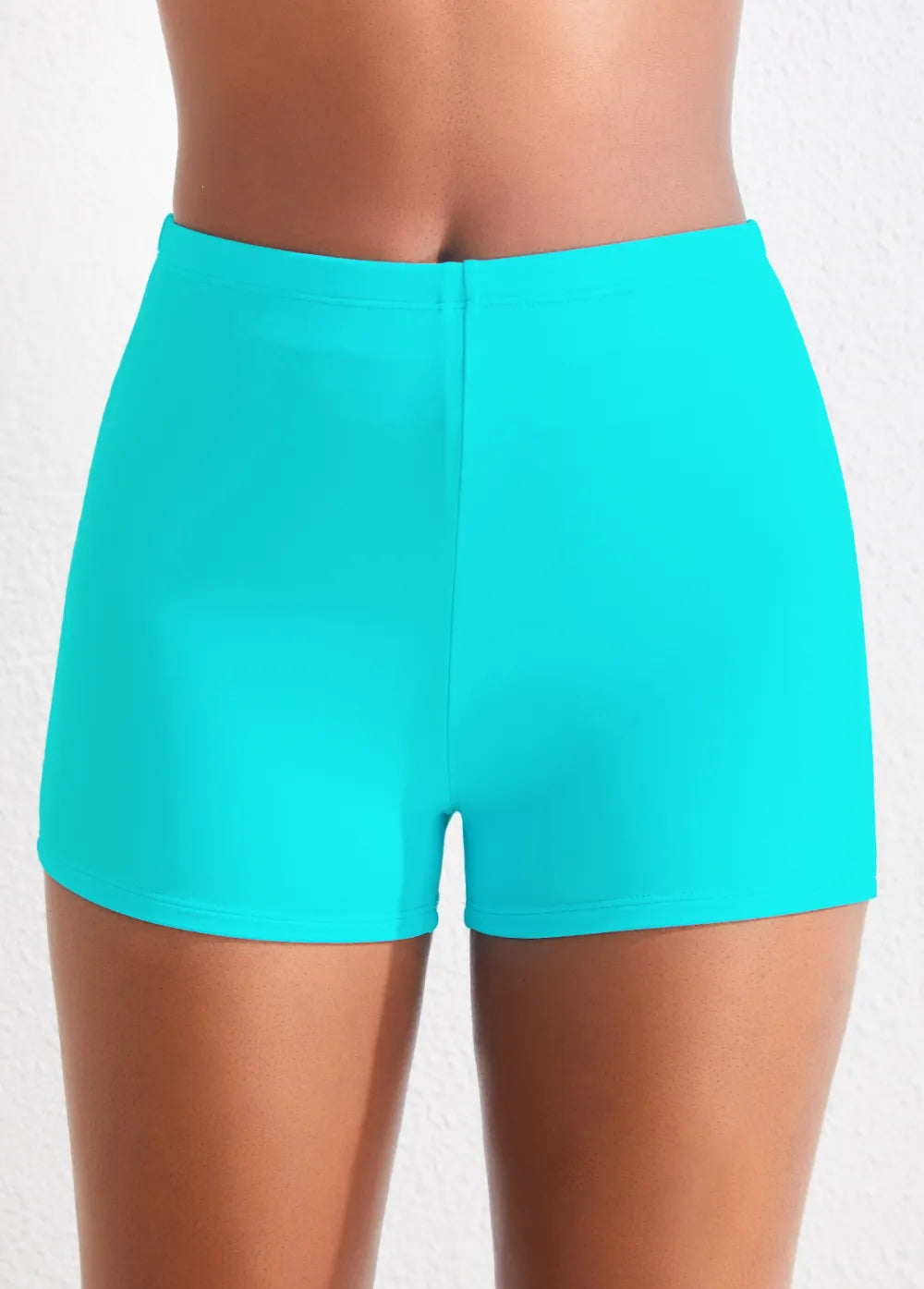 Black Mid Waisted Elastic Detail Swimwear Shorts