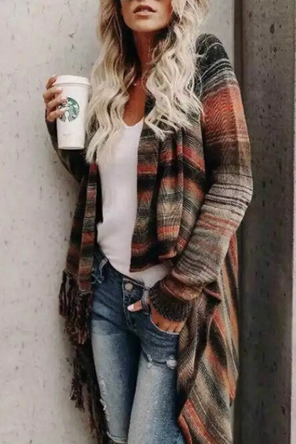 Striped Shawl Sweater 2 Styles