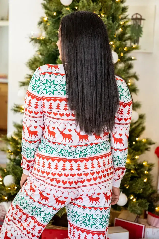 Santa Tell Me Red And Ivory Christmas Print Pajama Top FINAL SALE
