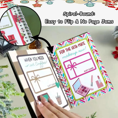 🎁🎅🏼MERRY CHRISTMAS! GIFT CARD BOOK📚 14 Themed Pages, Hardcover & Durability Line