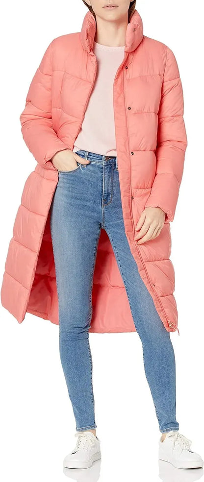 Women's Lightweight Water-Resistant Longer Length Cocoon Puffer Coat