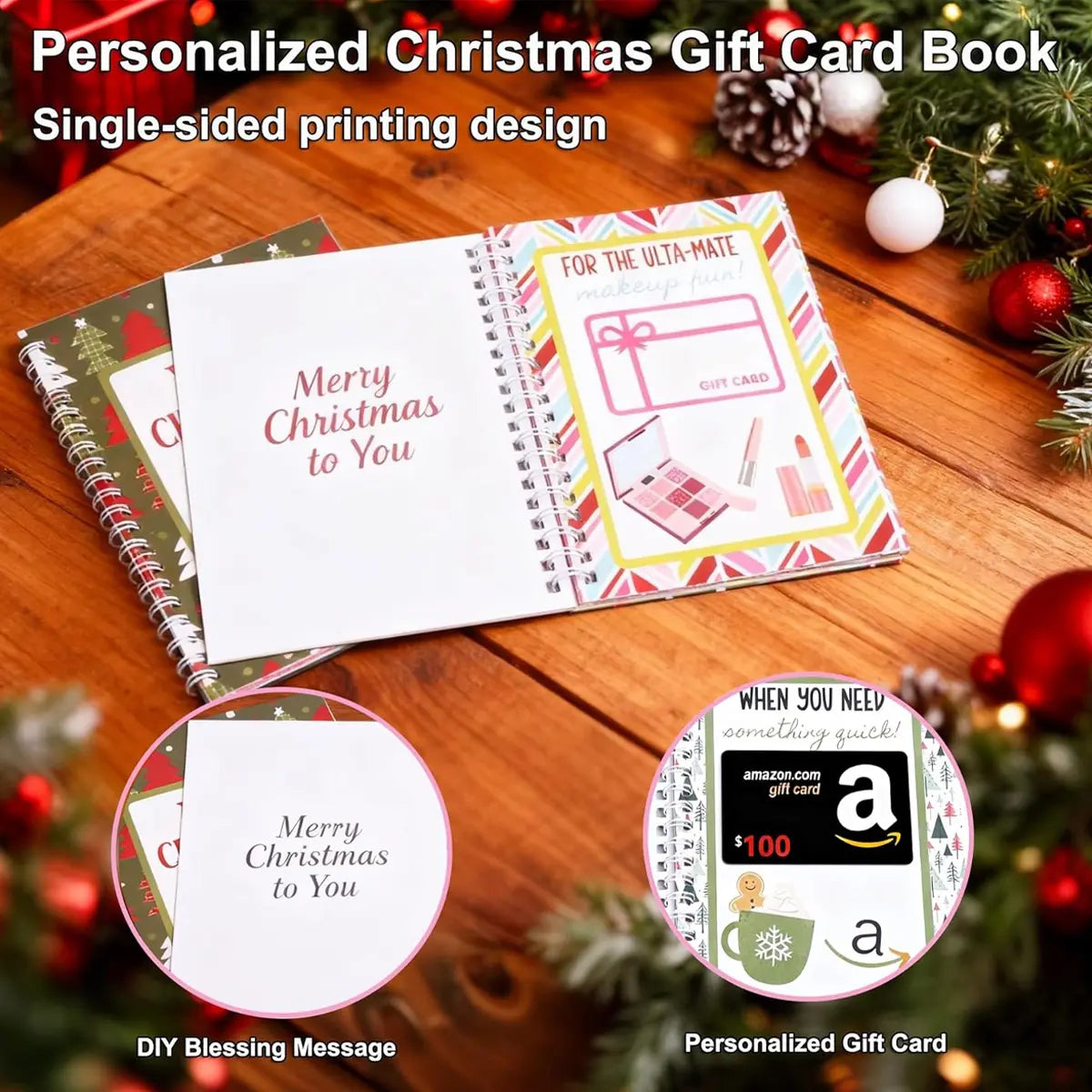 🎁🎅🏼MERRY CHRISTMAS! GIFT CARD BOOK📚 14 Themed Pages, Hardcover & Durability Line