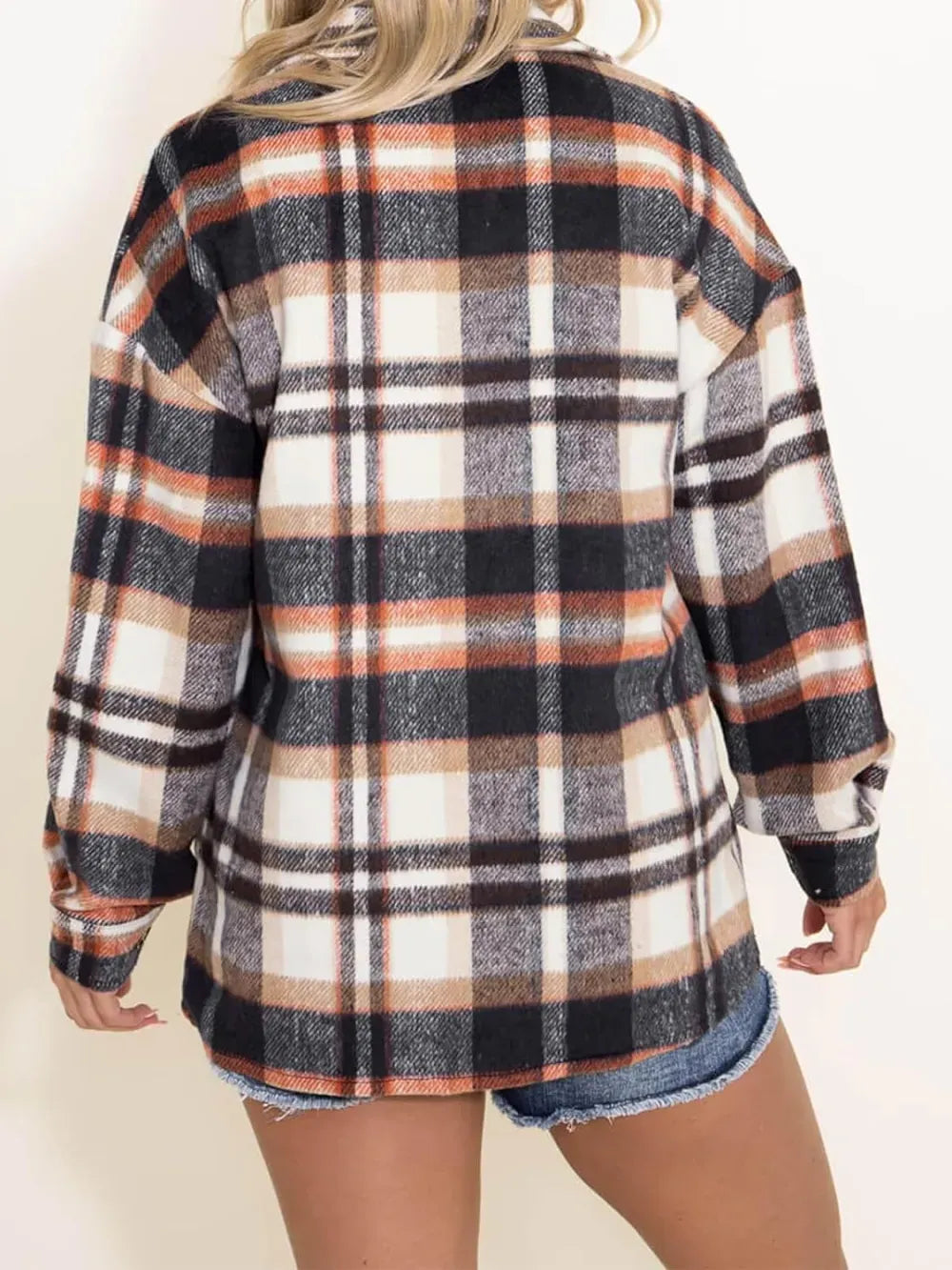 Womens Casual Plaid Shacket Button Down Long Sleeve Shirt