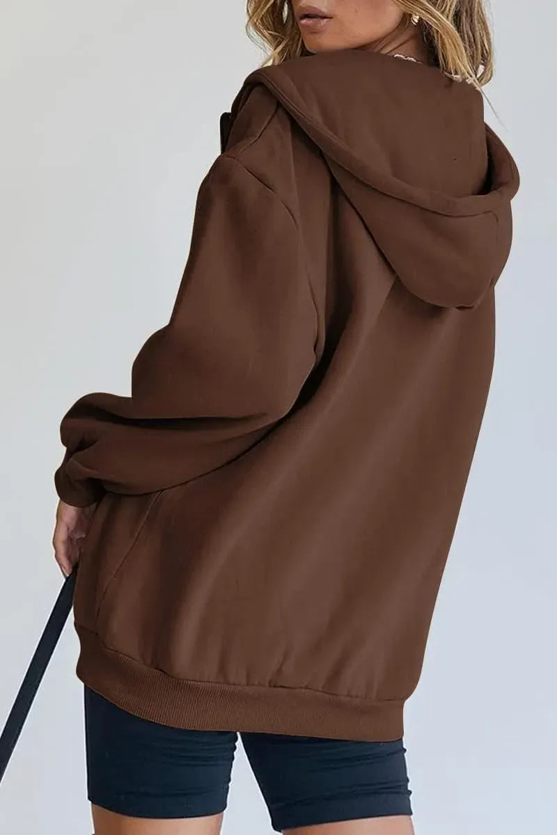 Women's Cute Hoodies Teen Girl Fall Jacket Oversized Sweatshirts Casual Drawstring Zip Up Y2K Hoodie with Pocket