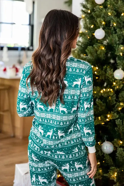 Underneath The Tree Green Christmas Print Pajama Top FINAL SALE
