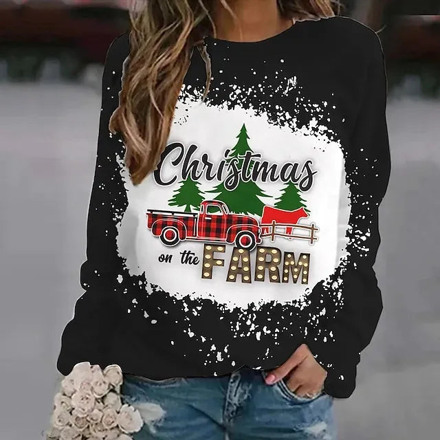 Christmas Trees Cat Masquerade Hoodie Pullover Women's Christmas Christmas Carnival Masquerade Adults' Christmas Vacation Polyester Top