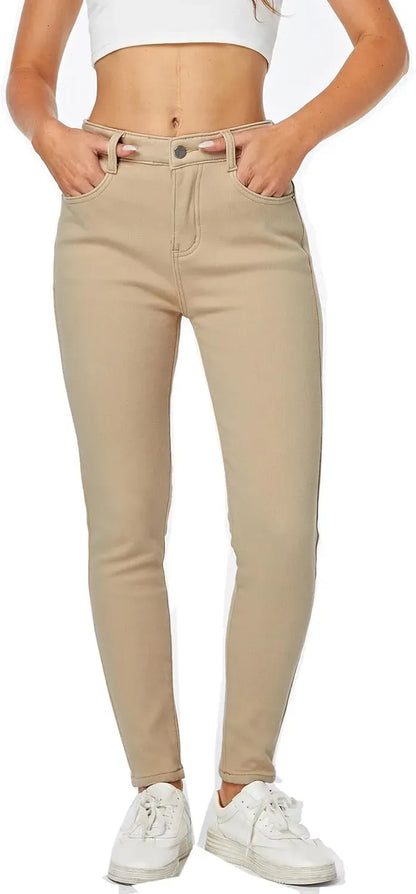 Women's Winter Fleece Lined Sherpa Thermal Skinny Pants Casual Warm Trousers