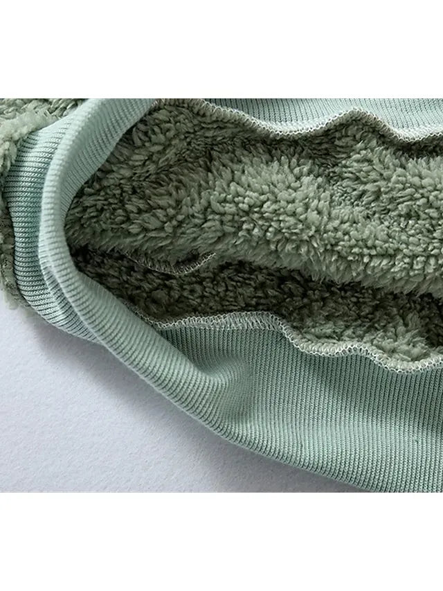 Women's Zip Hoodie Sweatshirt Fleece Jacket Pullover Sherpa Fleece Teddy Zipper Green Blue Purple Plain Round Neck Long Sleeve S M L XL 2XL 3XL / Winter / Fleece lined
