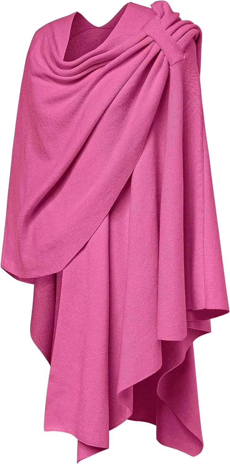 Womens Large Cross Front Poncho Sweater Wrap Topper Knitted Elegant Shawls Cape for Fall Winter