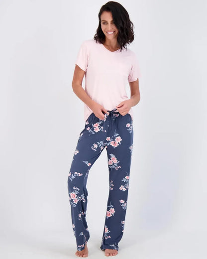 Real Essentials 2 Pack: Women’s Pajama Set Super-Soft Short & Long Sleeve Top With Pants (Available In Plus Size)