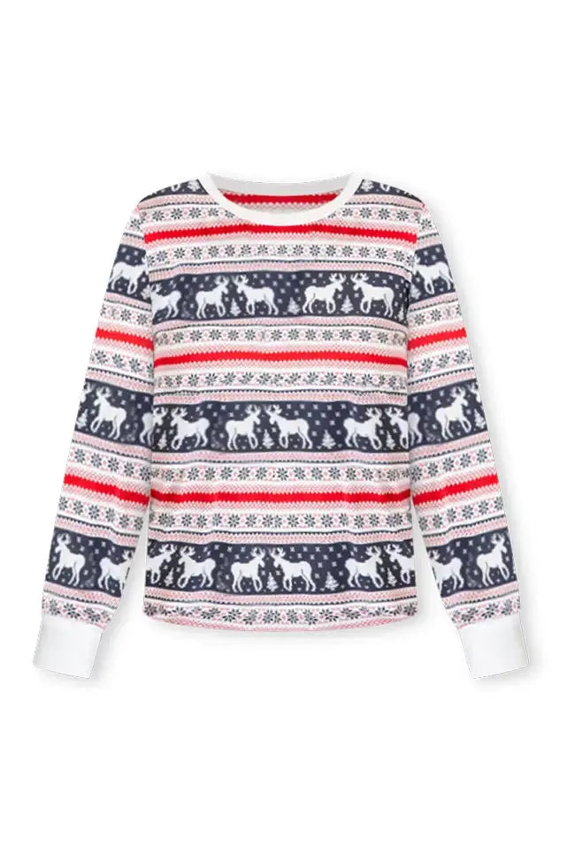Holly And Jolly Charcoal Christmas Print Pajama Top FINAL SALE