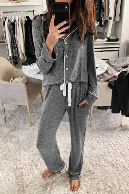 Women's Pajama Sets Long Sleeve Button Down Sleepwear Nightwear Soft Pjs Lounge Sets