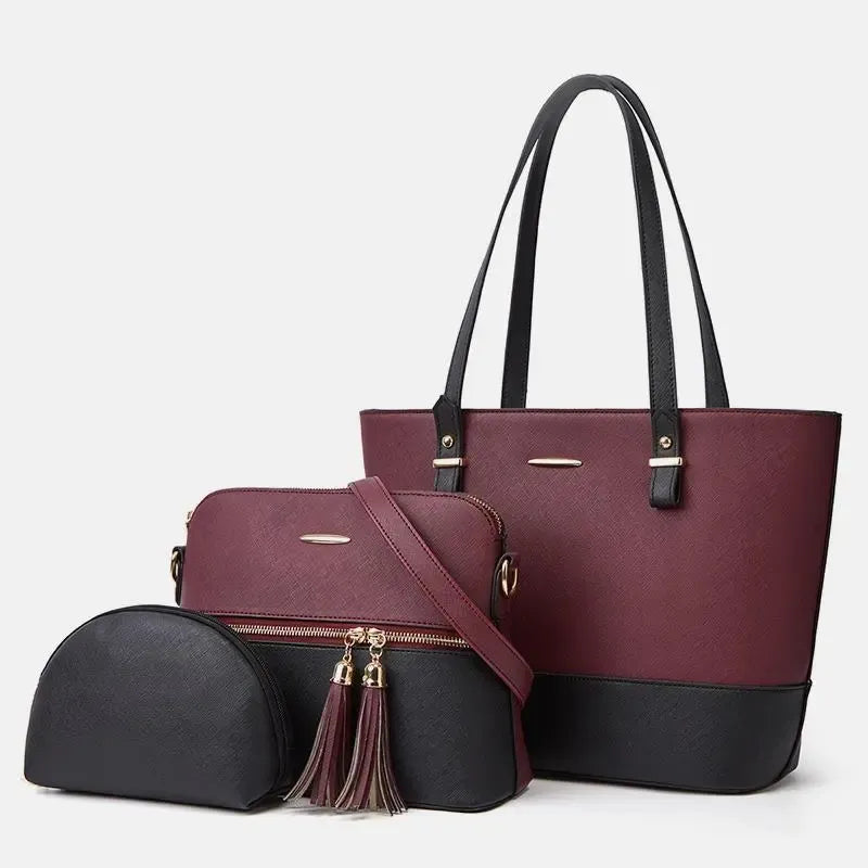 3PCS Retro Large Capacity Handbag Tote Bag Set