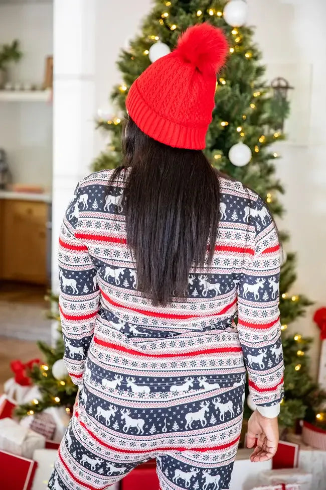 Holly And Jolly Charcoal Christmas Print Pajama Top FINAL SALE