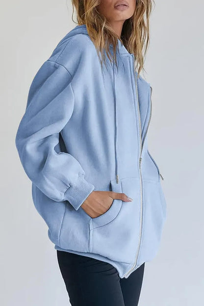 Women's Cute Hoodies Teen Girl Fall Jacket Oversized Sweatshirts Casual Drawstring Zip Up Y2K Hoodie with Pocket