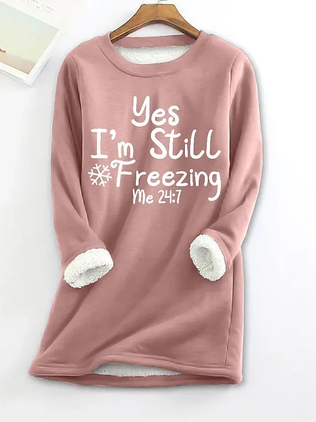 Women's Pajama Top and Pant Letter Warm Comfort Soft Home Daily Bed Fleece Warm Breathable Crew Neck Long Sleeve Pullover Pant Elastic Waist Fall Winter