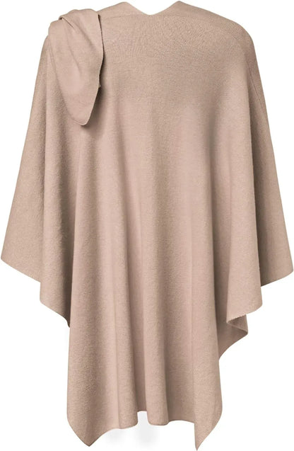 Womens Large Cross Front Poncho Sweater Wrap Topper Knitted Elegant Shawls Cape for Fall Winter