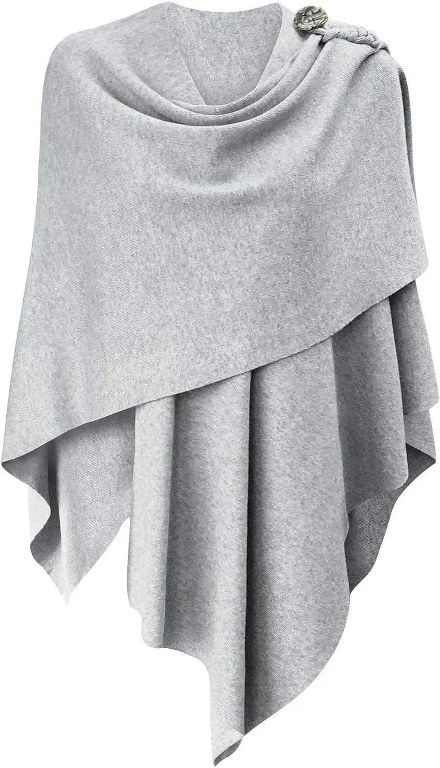 Womens Large Cross Front Poncho Sweater Wrap Topper Knitted Elegant Shawls Cape for Fall Winter