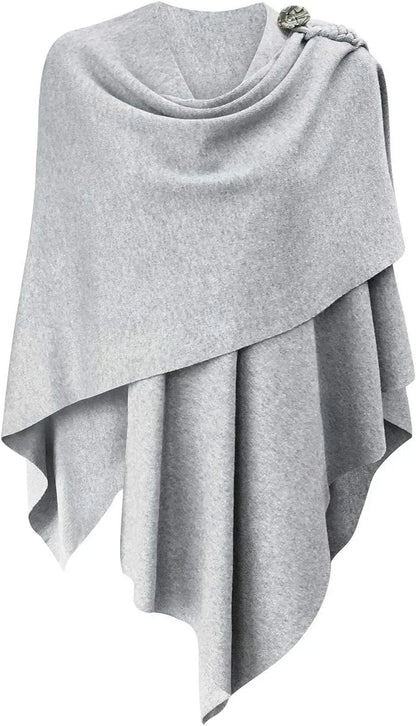 Womens Large Cross Front Poncho Sweater Wrap Topper Knitted Elegant Shawls Cape for Fall Winter