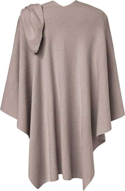 Womens Large Cross Front Poncho Sweater Wrap Topper Knitted Elegant Shawls Cape for Fall Winter