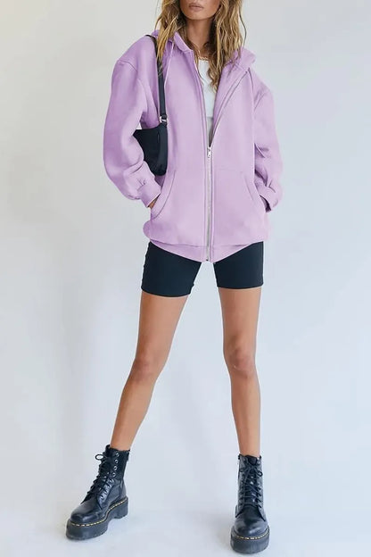 Women's Cute Hoodies Teen Girl Fall Jacket Oversized Sweatshirts Casual Drawstring Zip Up Y2K Hoodie with Pocket
