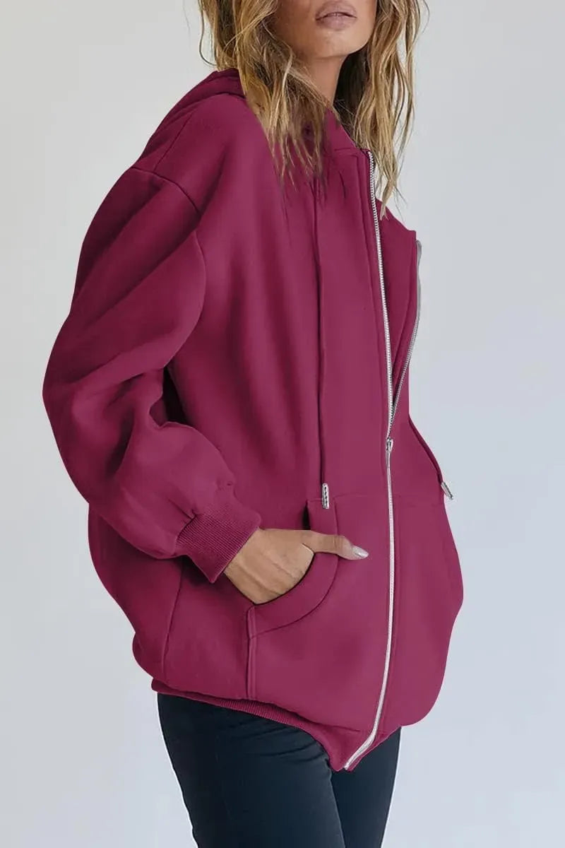 Women's Cute Hoodies Teen Girl Fall Jacket Oversized Sweatshirts Casual Drawstring Zip Up Y2K Hoodie with Pocket