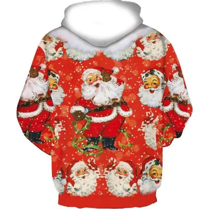 Santa Claus Ugly Christmas Sweater / Sweatshirt Hoodie Pullover Print Front Pocket Graphic Hoodie For Men's Women's Unisex Adults' 3D Print 100% Polyester Party