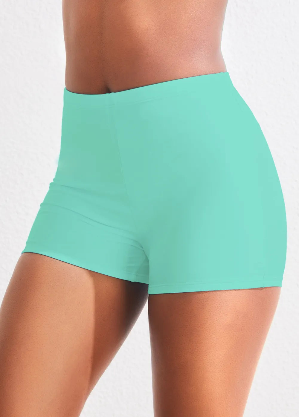 Black Mid Waisted Elastic Detail Swimwear Shorts