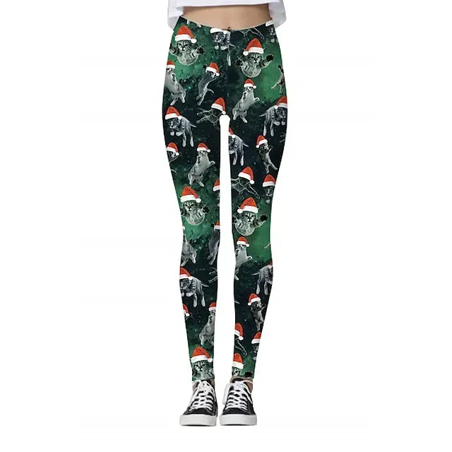 Santa Claus Leggings Jogger Pants Women's Christmas Christmas Christmas Eve Adults' Christmas New Year Eve Polyester Lycra Spandex Pants