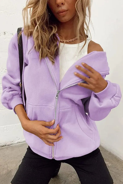 Women's Cute Hoodies Teen Girl Fall Jacket Oversized Sweatshirts Casual Drawstring Zip Up Y2K Hoodie with Pocket