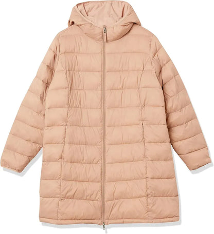 Women's Lightweight Water-Resistant Hooded Puffer Coat (Available in Plus Size)