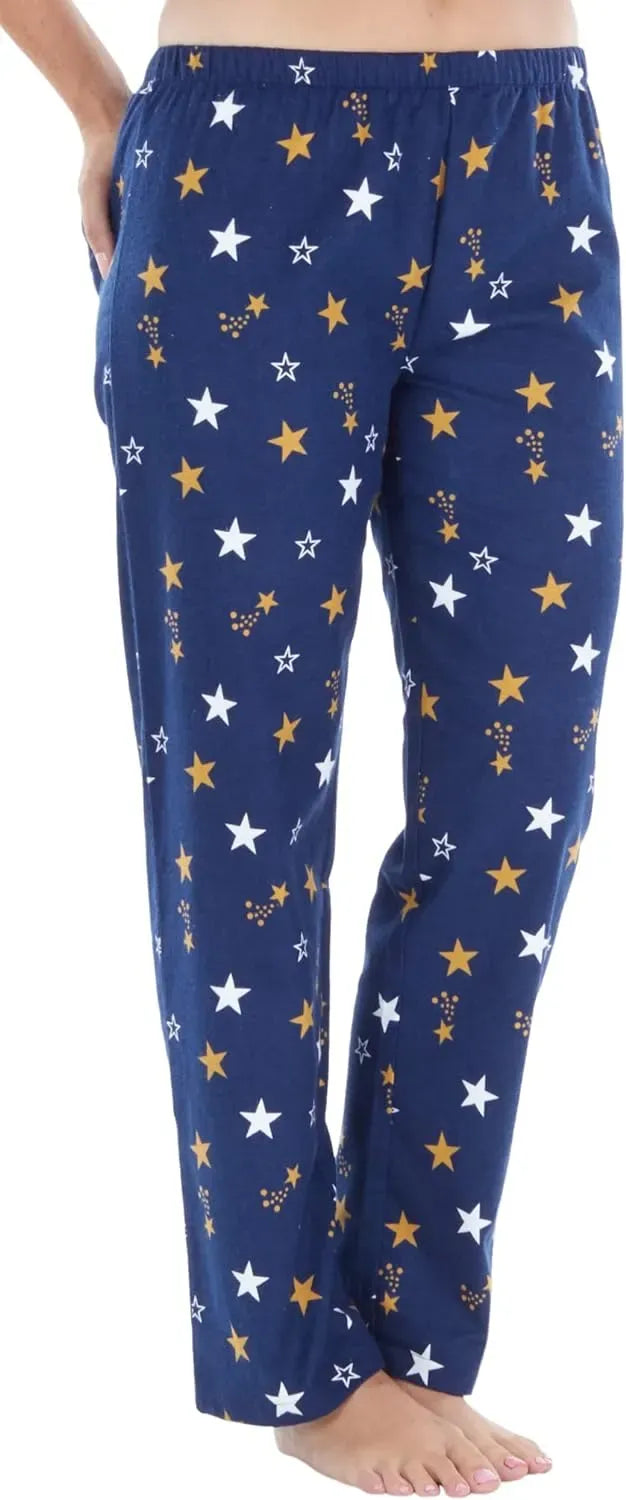 Women's Cotton Flannel Long Sleeve Button-Down Pajamas PJ Set