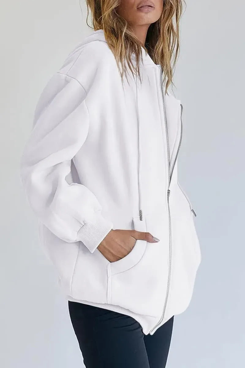 Women's Cute Hoodies Teen Girl Fall Jacket Oversized Sweatshirts Casual Drawstring Zip Up Y2K Hoodie with Pocket