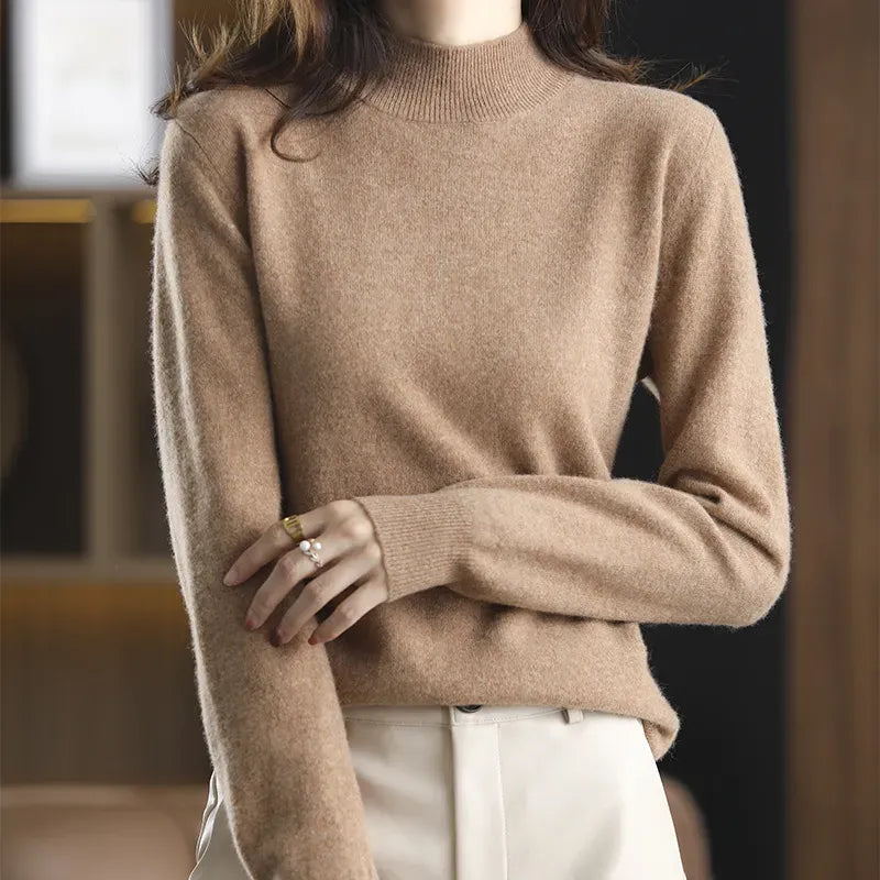 Solid Half Turtleneck Thickened Knit Sweater