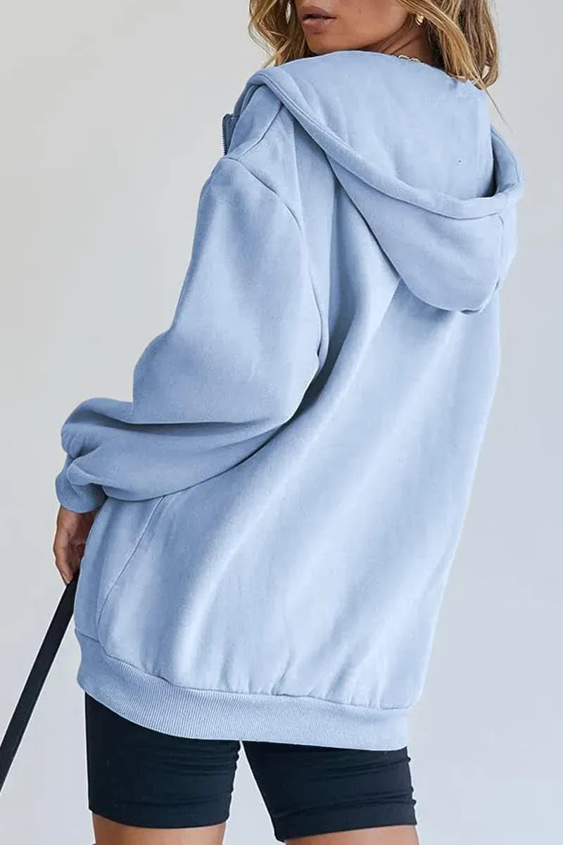 Women's Cute Hoodies Teen Girl Fall Jacket Oversized Sweatshirts Casual Drawstring Zip Up Y2K Hoodie with Pocket