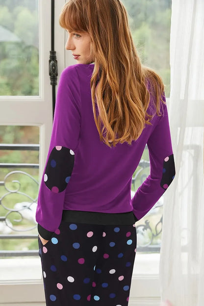 Women's Pajamas Sets Long Sleeve with Plaid Pants Soft Sleepwear O Neck 2 Piece Pjs Joggers Loung Set with Pockets