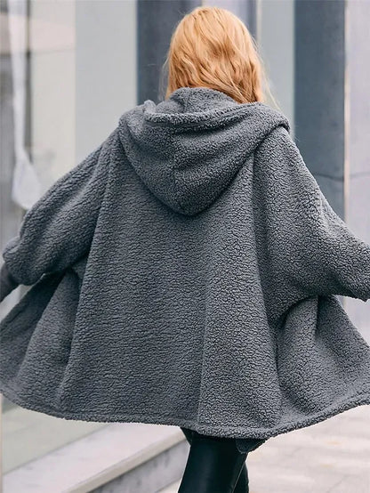 Women's Fleece Jacket Teddy Coat Hoodie Jacket Warm Breathable Street Daily Wear Vacation Going out Pocket Fleece Lined Buttoned Front Hoodie Casual Street Style Plain Regular Fit Outerwear Long
