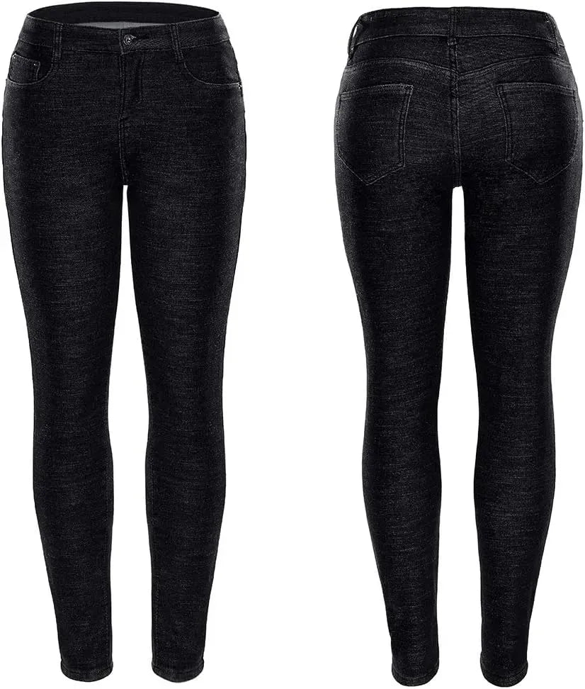 Women's Winter Fleece Lined Sherpa Thermal Skinny Pants Casual Warm Trousers