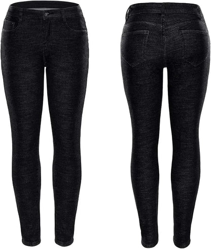 Women's Winter Fleece Lined Sherpa Thermal Skinny Pants Casual Warm Trousers