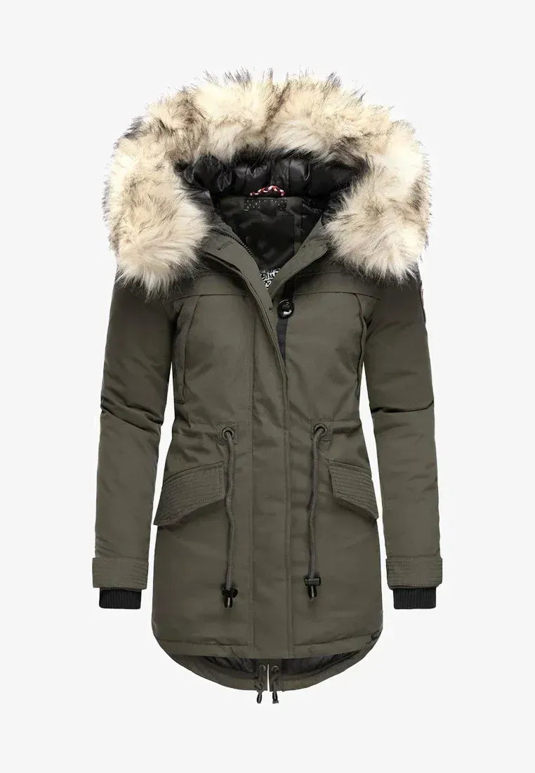 Warm winter ladies parka coat green