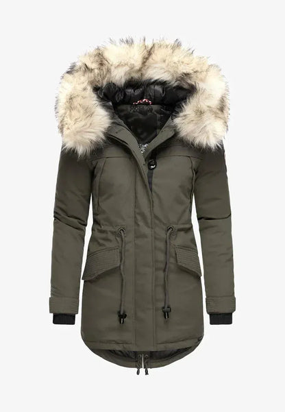 Warm winter ladies parka coat green